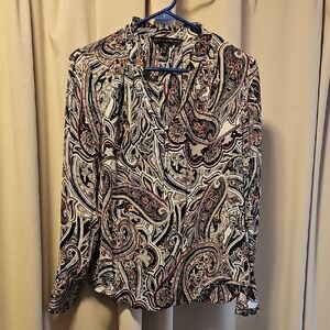 White House Black Market Multicolor Paisley Top